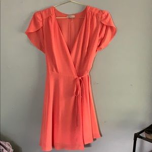Coral wrap dress